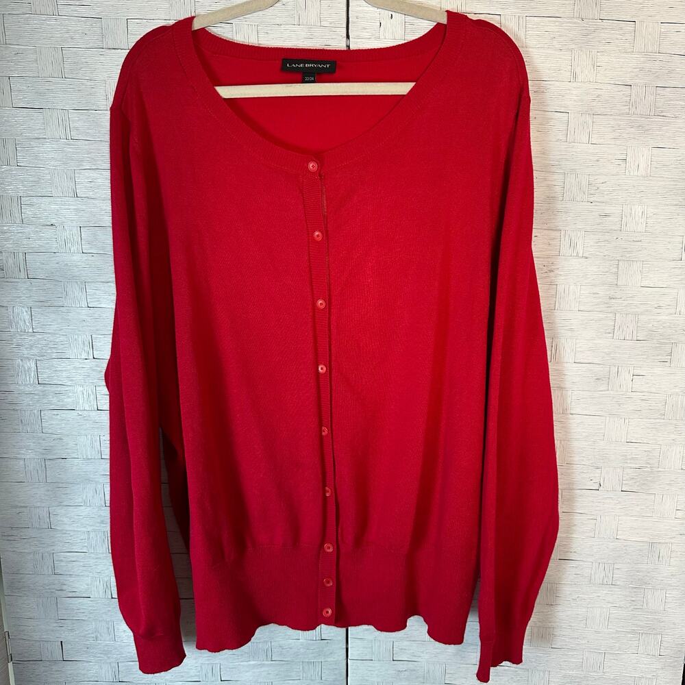 Lane Bryant women’s cardigan Red button front academia cozycore  plus size